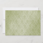 Photo Green Damask Monogramme Faire-part de mariag (Dos)