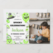 Photo Green Halloween Invitations d'anniversaire (Devant)