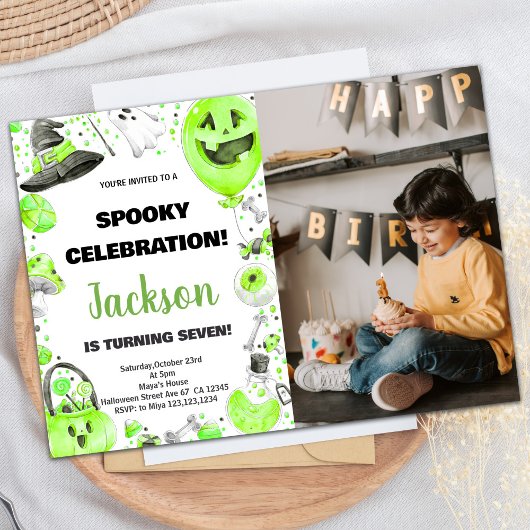 Photo Green Halloween Invitations d'anniversaire