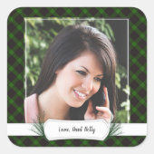 Photo Green Plaid Cadeau de Noël Autocollants (Devant)