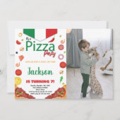 Photo Green White Red Pizza Invitations Anniversai (Devant)