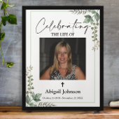 Photo Greenery Celebrating the life Funeral Poster