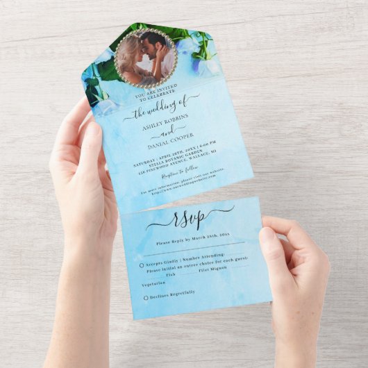 Photo Greenish Mariage All In One Invitation (Déchirure)