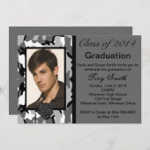 Photo Grey Camo Graduation Invitation (Devant / Derrière)
