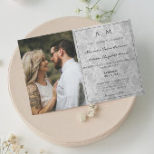 Photo Grey Damask Faire-part de mariage Monogramme