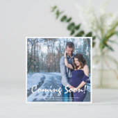 Photo Grossesse Bientôt Faire-part Bébé Bleu (Debout devant)