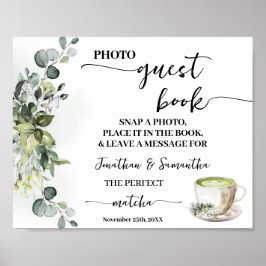 Photo Guest Book Wedding Bridal Greenery Matcha Poster