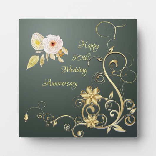 Photo Happy 50th Wedding Anniversary Plaque with Easel (Devant)
