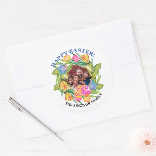 Photo Happy Easter Ronde Sticker (Envelop)