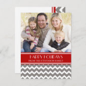 Photo Happy Holidays Carte postale Red Grey Chevro (Devant / Derrière)