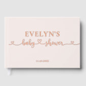 Photo Heart Script Baby shower Blush Pink Gastenboek (Voorkant)
