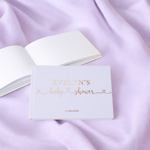 Photo Heart Script Baby shower Lavender Gastenboek