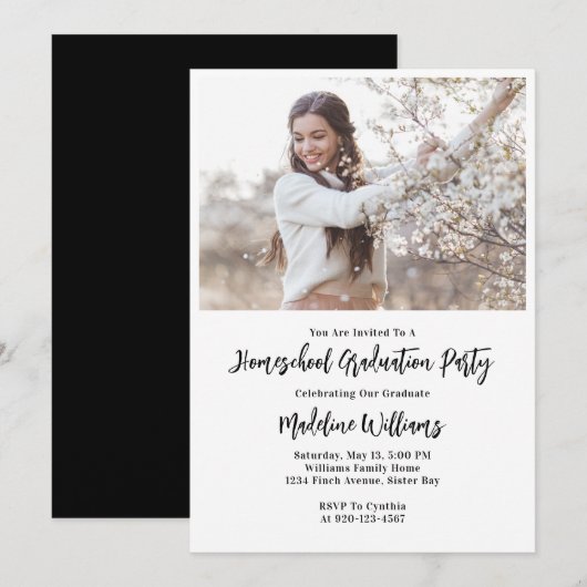 Photo Homeschool Graduol Party Invitation (Devant / Derrière)