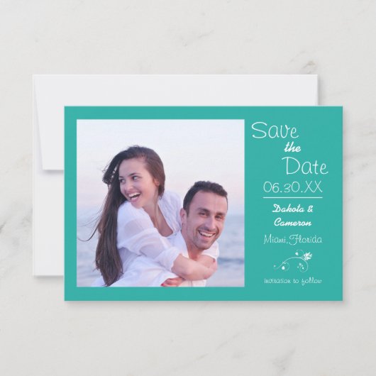 Photo Horizontal sarcelle - 3x5 Save the Date (Devant)