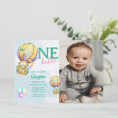 Photo Hot Air Balloon 1er Anniversaire Invitation (Debout devant)