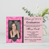 Photo Hot Pink Camouflage Graduation Invitation (Debout devant)