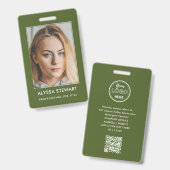 Photo ID entreprise de l'employé Moss Green Badge (Avant & arrière)
