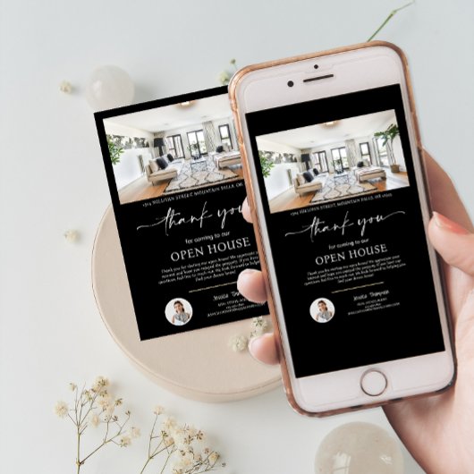 Photo Immobilier Open House Script Carte de remerc