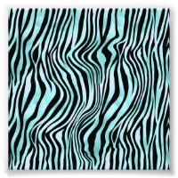 Impression Animale Peau de Zèbre Turquoise Bleu Cl