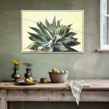 Impression botanique tropicale à l'aquarelle Agave