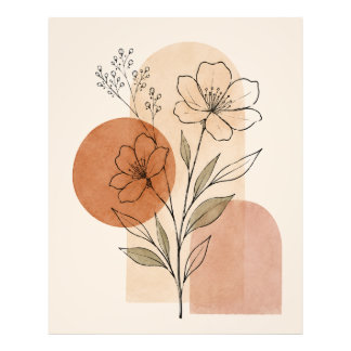 Photo Impression d'art botanique minimaliste en ligne |
