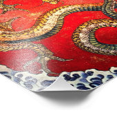 Photo Impression de dragon japonais d'or Hokusai (Coin)