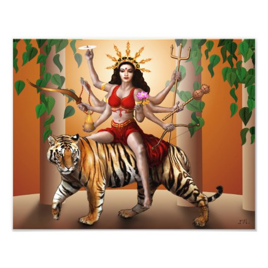 Photo Impression de la déesse protectrice Durga, 14" x 1 (Devant)