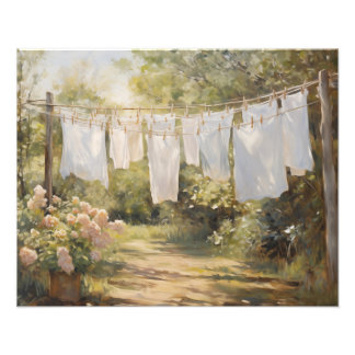 Photo Impression de salle de blanchisserie avec linge su
