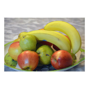 Photo Impression d'image de fruits colorés. Bananes, pom