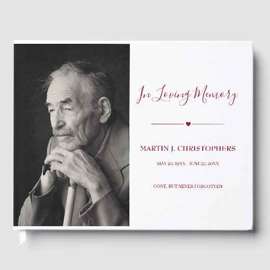 Photo In Love Mémoire Funeral Livre D'Invitation (Recto)