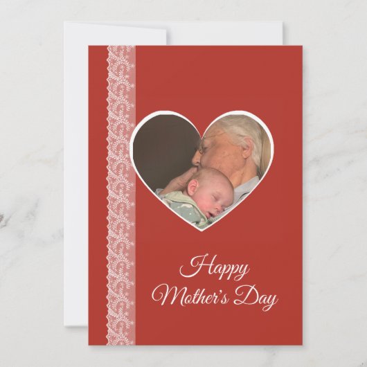 Photo inside Heart image with lace border Kaart (Voorkant)