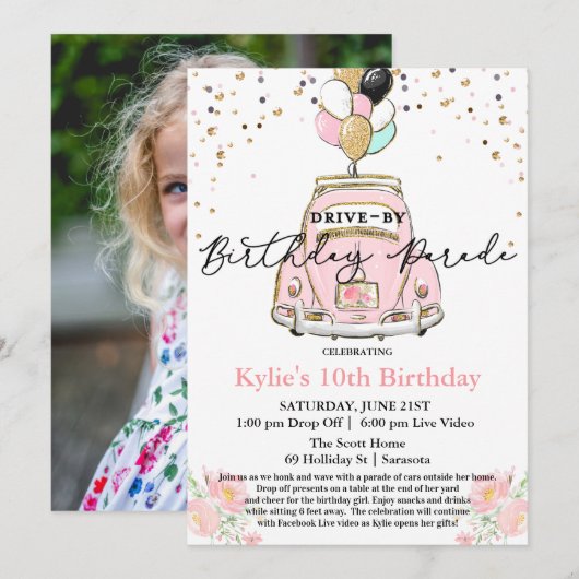 PHOTO - Invitation d'anniversaire de passage en vo (Devant / Derrière)