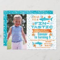 Photo Invitation d'anniversaire de requin fin plas