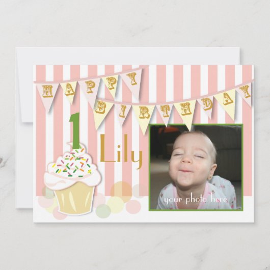 Photo Invitation d'Anniversaire - Fille (Devant)