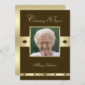 Photo Invitation de fête d'anniversaire 85th Brown (Devant / Derrière)