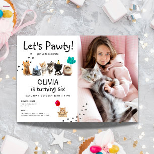 Photo Invitation de l'anniversaire du chat Cute
