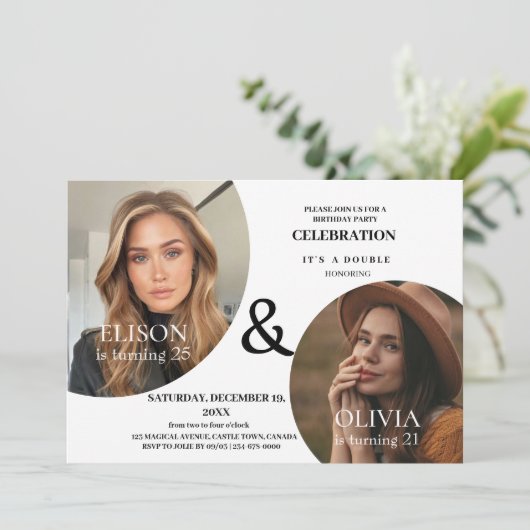 Photo Invitation Double Moderne Invitation Anniver (Debout devant)