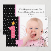 Photo Invitation fête d'anniversaire rose (Devant / Derrière)