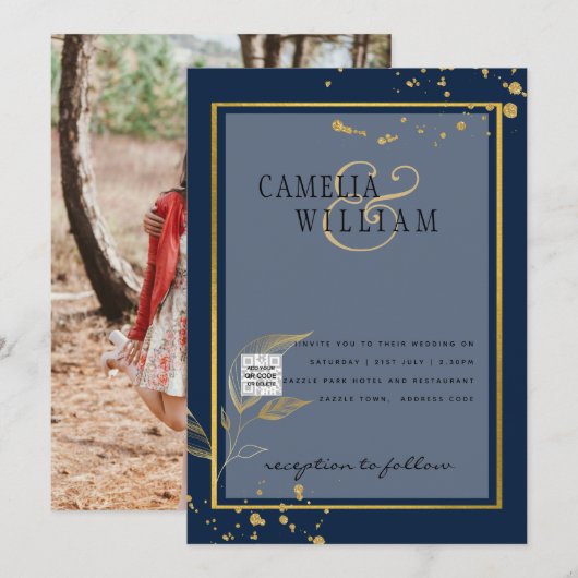 PHOTO Invitation Mariage Code QR Enregistrez la Da (Devant / Derrière)