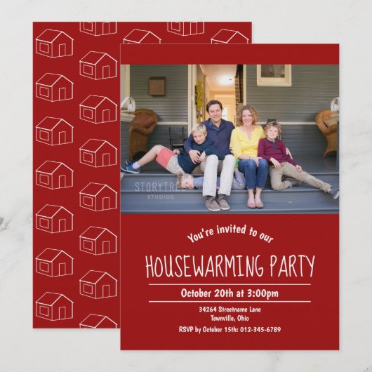 Photo Invitation rouge Houseéchauffement (Devant / Derrière)