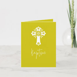 Photo Invitation Simple Baptism Cross Yellow Feestdagen Kaart
