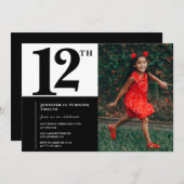 Photo Invitations à 12e anniversaire Elegant Chic (Devant / Derrière)