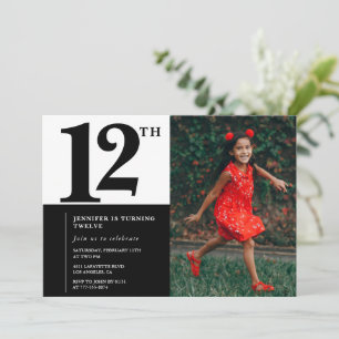 Photo Invitations à 12e anniversaire Elegant Chic