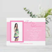 Photo Invitations de douche bébé Photo sur rose (Debout devant)