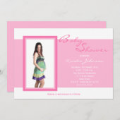 Photo Invitations de douche bébé Photo sur rose (Devant / Derrière)