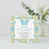Photo Invitations de Quinceanera, Papillon bleu (Debout devant)
