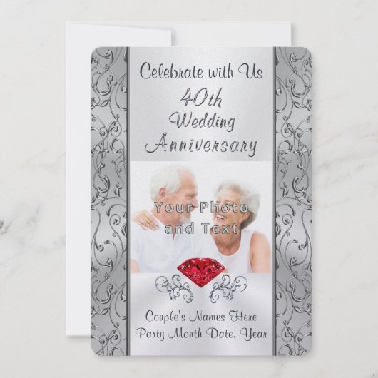 Photo, Invitations personnalisées pour le 40e anni (Devant)