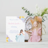 Photo Jaune Floral Princess Invitations d'annivers (Debout devant)