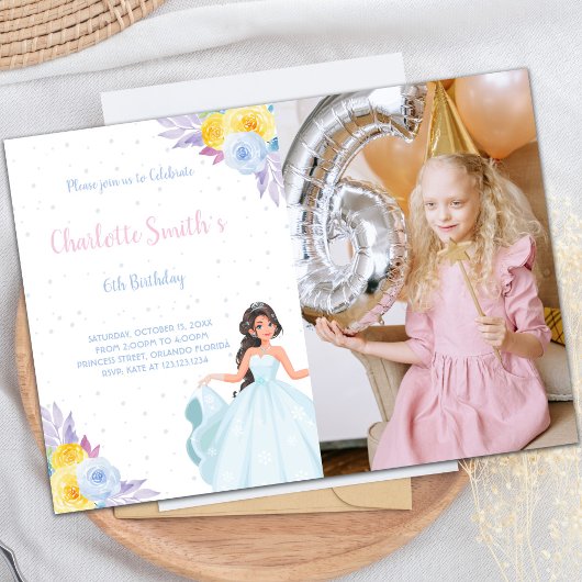 Photo Jaune Floral Princess Invitations d'annivers