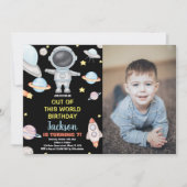 Photo Jaune Noir Espace Extérieur Invitation Anniv (Devant)